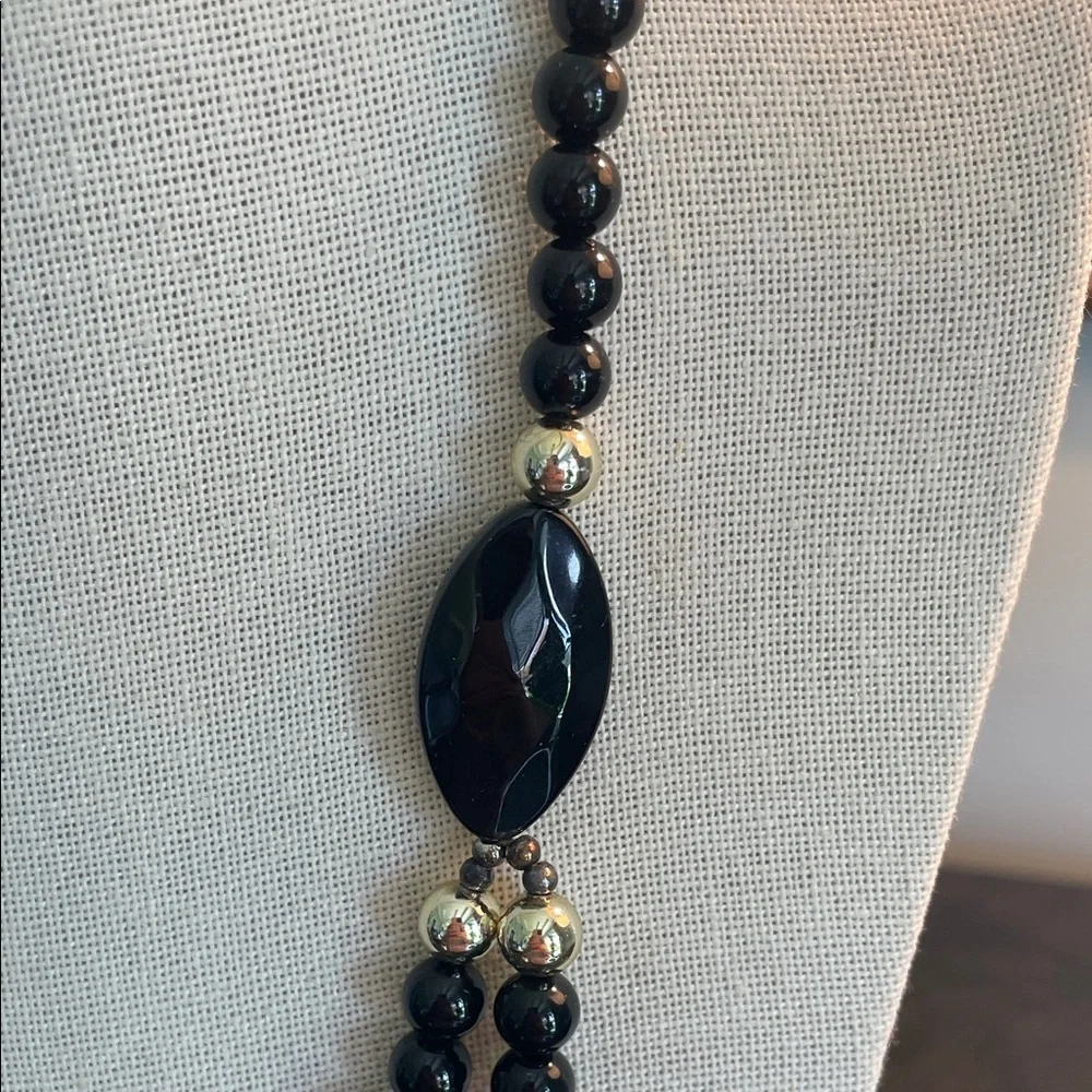 Elegant Black Beaded Double-Strand Necklace